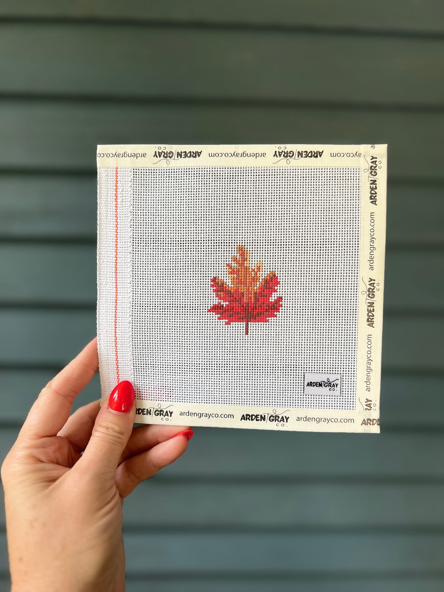 Fall leaf mini, mini needlepoint canvas