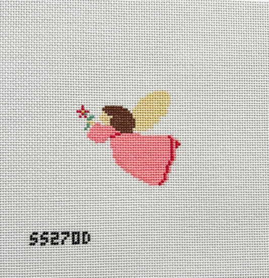 Angel Needlepoint Canvas Pink with Flower