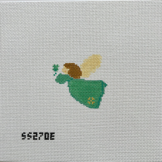 Angel Needlepoint Canvas Green with Shamrock