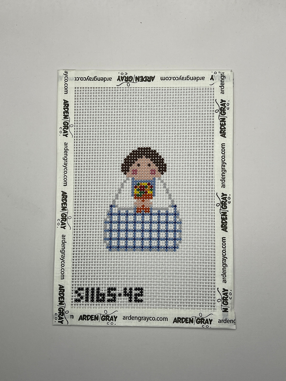 Stitch it Angel Blue Plaid with Flower Pot