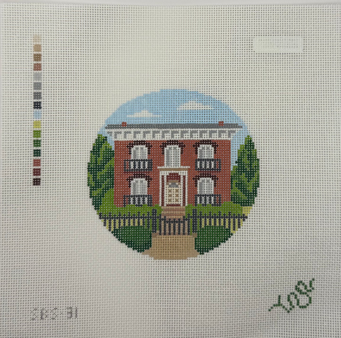 Savannah Mercer-Williams House 4” Round Needlepoint Canvas