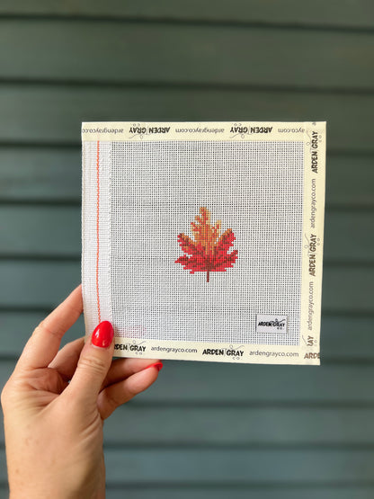 Fall leaf mini, mini needlepoint canvas