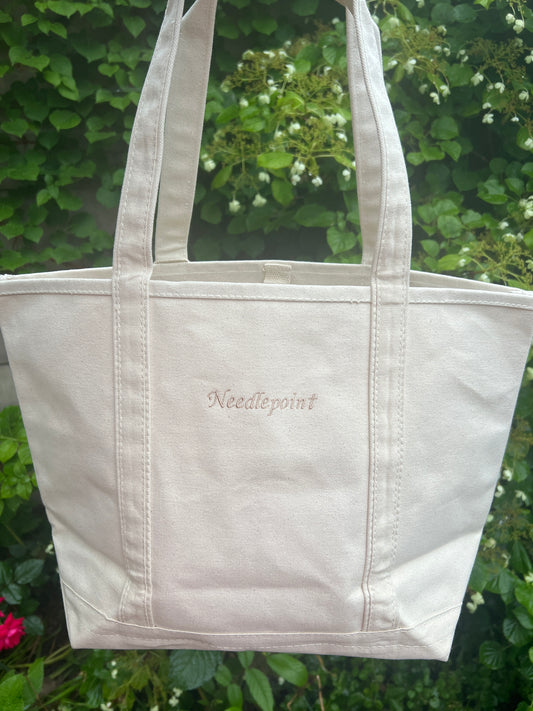 Large Needlepoint Tote Neutral