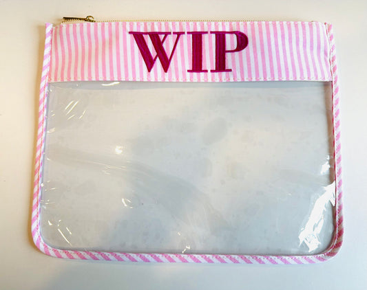 Pink WIP Seersucker Project Bag