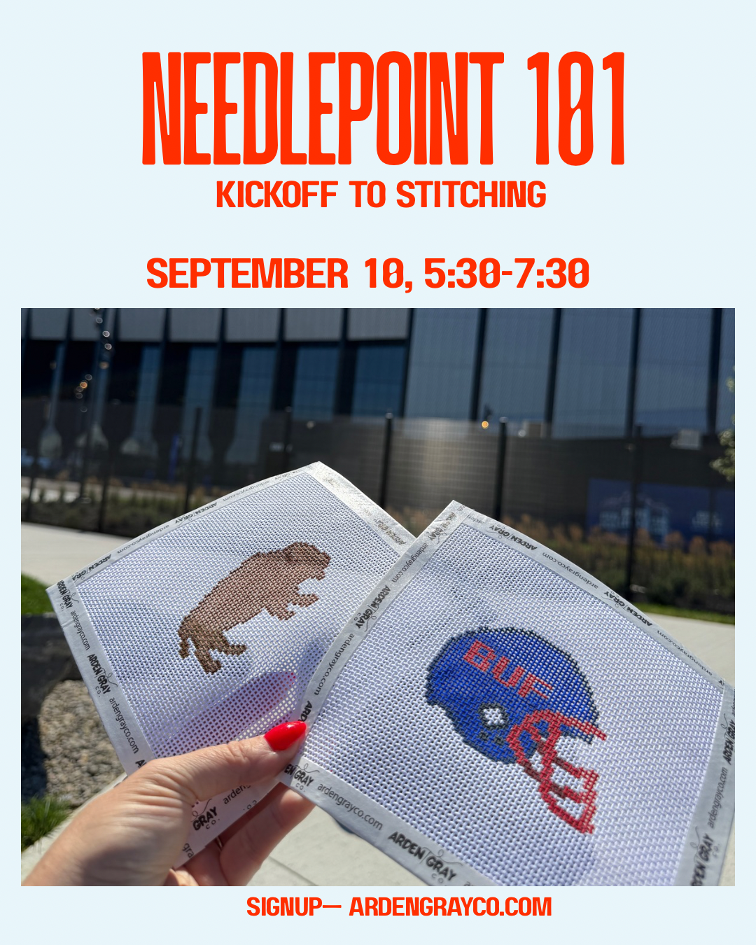 Needlepoint 101: Kickoff to Stitching 9/10