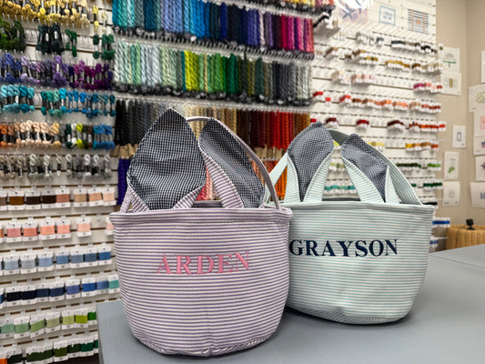 Custom Embroidered Seersucker Easter Basket