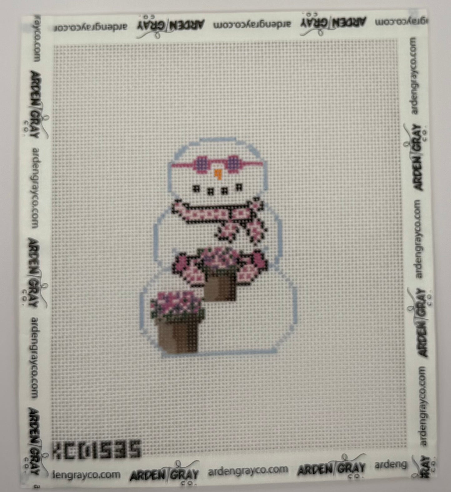 Snowman With Pink Flowers