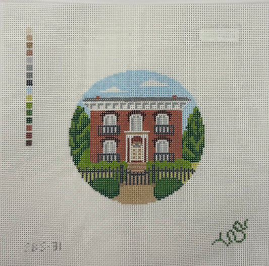 Savannah Mercer-Williams House 4” Round Needlepoint Canvas