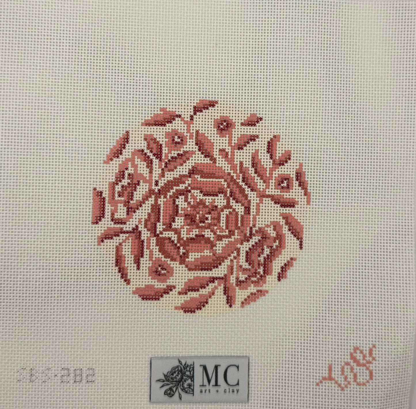 Camelia in Blush 4" Round Needlepoint Canvas