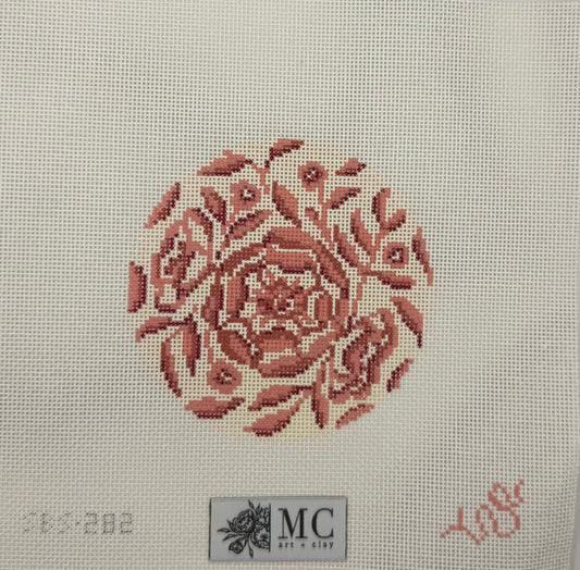 Camelia in Blush 4" Round Needlepoint Canvas