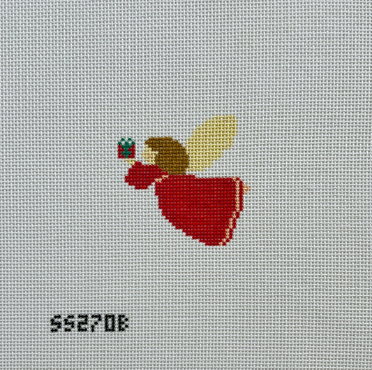 Angel Needlepoint Red With Present
