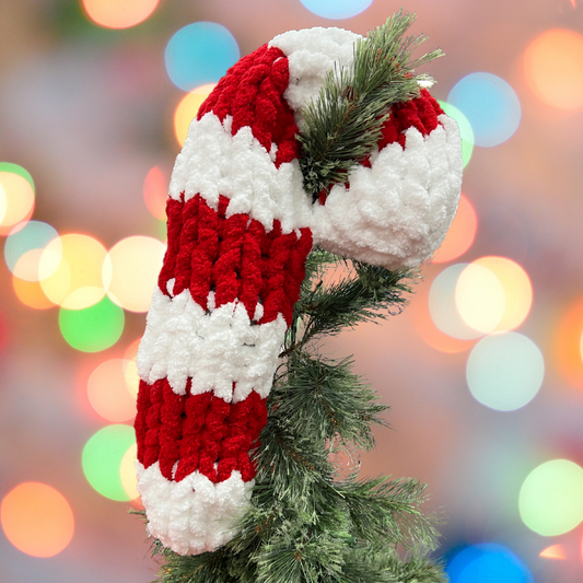 Chunky Knit Candy Cane Kit | Hand Knit Candy Cane | Candy Cane Knitting Tutorial