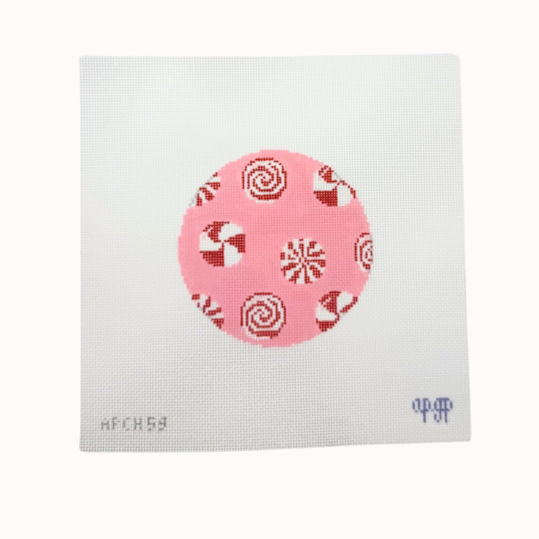 Peppermints on Pink Round